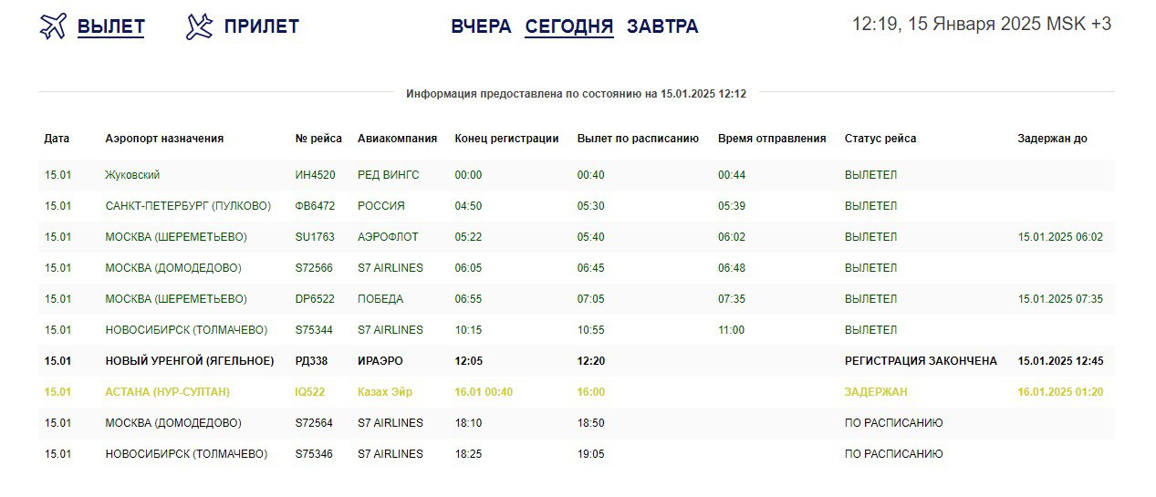 В Омском аэропорту на девять часов задержали рейс в Астану