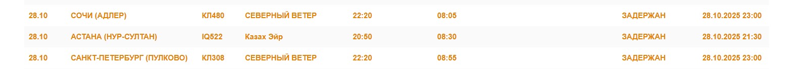 В омском аэропорту не смогли приземлиться рейсы из Сочи и Санкт-Петербурга